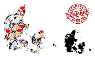 Kauçuk Danimarka Damga ve Bahar Nüfusu Covid-2019 Danimarka Tedavi Kolajı Haritası