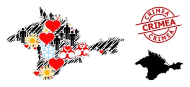 Çizilmiş Kırım Rozeti ve Buz Adam Kapalı 2019 Tedavi Kolajı Kırım haritası