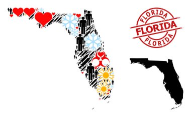 Florida Stamp Mühür ve Bahar Hastaları Enfeksiyon Tedavi Kolajı Florida Eyaleti Haritası
