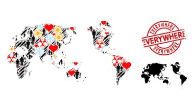 Her Yerde Çizik Rozet ve Sunny Man Enfeksiyon Tedavi Kolajı Dünya Haritası