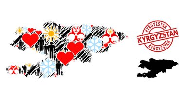 Kırgızistan Damgası ve Buz Müşterileri Virüs Terapisi Kırgızistan Kolaj Haritası