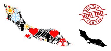 Dokulu Koh Tao Damgası ve Güneşli Hastalar Virüs Terapisi Curacao Adası Kolaj Haritası