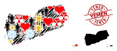 Yemen Mührü ve Kış Nüfus Çekim Kolajı Yemen Haritası