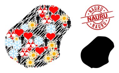 Kauçuk Nauru Mührü ve Sevimli İnsanlar Virüs Terapisi Nauru Kolaj Haritası