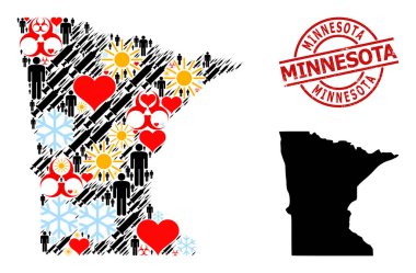 Dokulu Minnesota Pulu ve Buz İnsanları Minnesota Eyaleti Mozaik Haritası