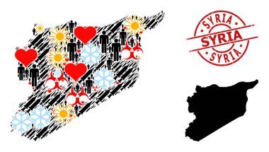 Dokulu Suriye Damgası ve Buz İnsanoğlu Suriye Aşısı Mozaik Haritası