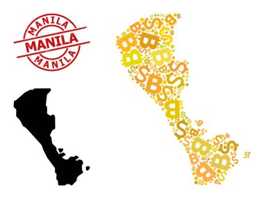 Boracay Adası Altın Mozaik Haritası ve Dolar ve BTC ile Manila Mührü