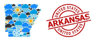 Arkansas Eyaleti ve Lastik Mühür Hava Durumu Mozaik Haritası