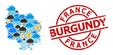 Burgundy Eyaleti ve Lastik Rozet İklim Deseni Haritası