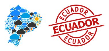 Ekvador ve Grunge Rozeti Hava Kolajı Haritası