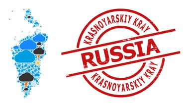 Krasnoyarskiy Kray ve Grunge Pulunun Hava Durumu Mozaik Haritası