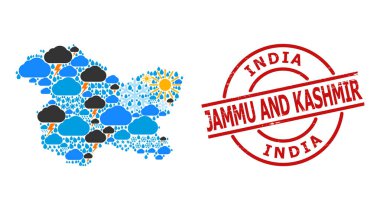 Jammu ve Kashmir Eyaleti ve Lastik Rozet İklim Kolajı Haritası