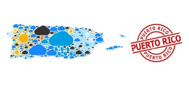 Porto Riko 'nun İklim Mozaik Haritası ve Çizilmiş Rozet
