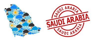 Suudi Arabistan İklim Mozaik Haritası ve Çizilmiş Mühür