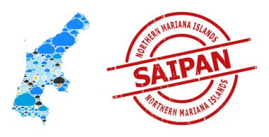 Saipan Adası ve Lastik Mühür Hava Kolajı Haritası
