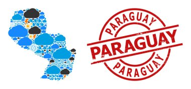 Paraguay ve Grunge Mühür Mozaik Haritası