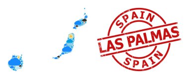 Las Palmas Eyaleti İklim Kolajı Haritası ve Dokulu Rozet