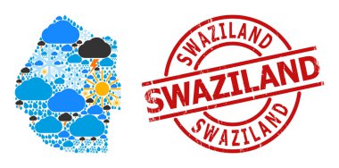 Svaziland 'ın İklim Deseni Haritası ve Çizilmiş Damga