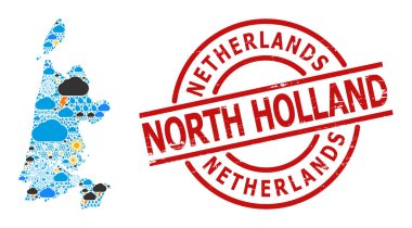 Kuzey Hollanda İklim Mozaik Haritası ve Lastik Mühür Mührü