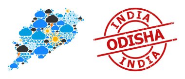 Odisha Eyaleti ve Lastik Damga Mührü Hava Modeli Haritası