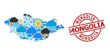 Moğolistan İklim Mozaik Haritası ve Dokulu Rozet