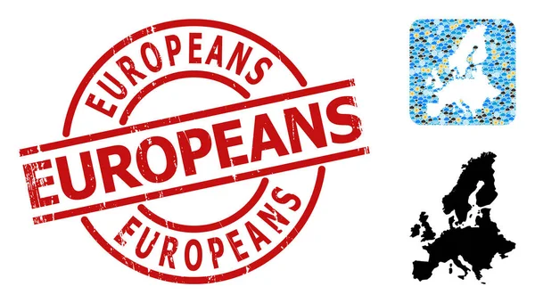 Distress European Seal and Hole Carte météorologique de l'Union euro — Image vectorielle