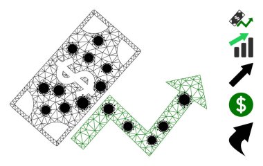Dolar Büyüme Trend Tel Ağı Virüs Parçalarıyla Ağ Simgesi