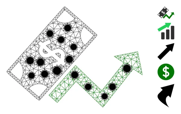 Dolar Büyüme Trend Tel Ağı Virüs Parçalarıyla Ağ Simgesi