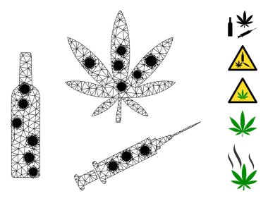 Narkotik Uyuşturucu Tel örgüsü Covid Parçalı Izgara Piktogram