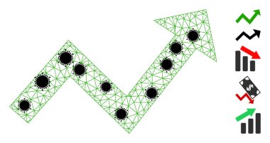 Koronavirüs Parçalı Oklar Çokgen Izgara Simgesini Yükselt