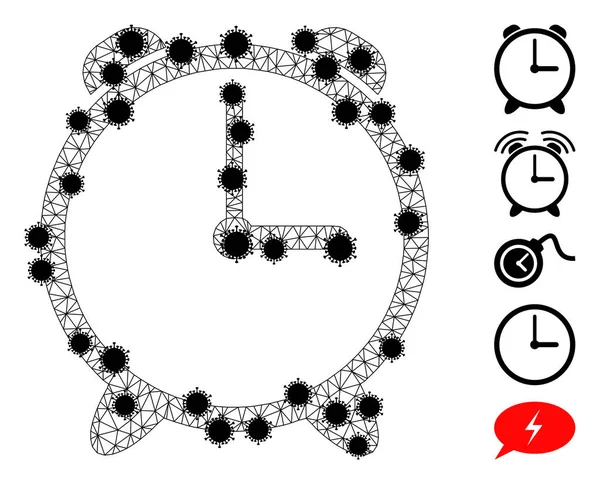 Ikona budzika Carcass Mesh z przedmiotami zakaźnymi — Wektor stockowy