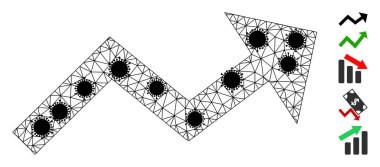 Patojen Ögeleriyle Büyüyen Eğilim Oku Çokgen Izgara Pictogramı