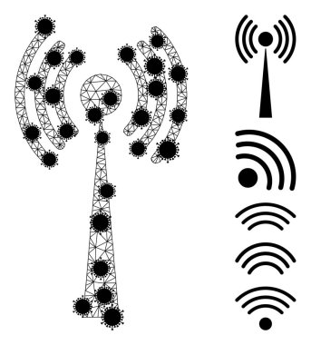 Radyo Kulesi Virüs Merkezleri ile Ağ Piktogramı