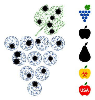 Üzümler Toplu Üçgen Ağ Simgesi ile Çoklu Öğeler