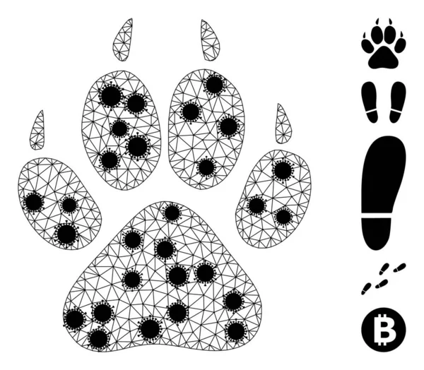 Pittogramma della maglia della carcassa dell'impronta di tigre con oggetti patogeni — Vettoriale Stock