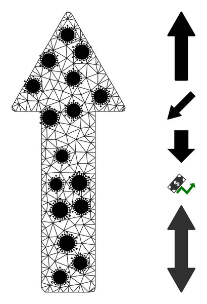 Up Arrow Carcass Mesh Pictogram with Infectious Parts — Stock Vector