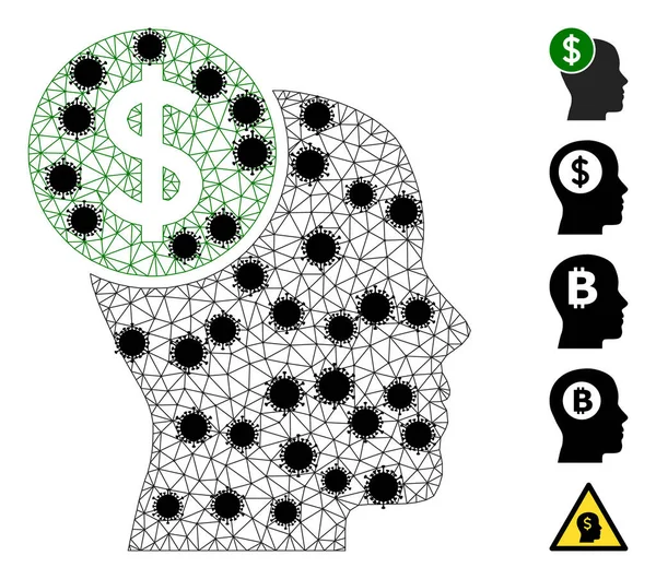 Head Banking Triangulated Mesh Εικονόγραμμα με Κέντρα Γρίπης — Διανυσματικό Αρχείο