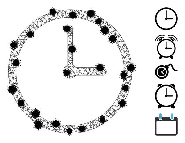 Piktogram siatki zegarowej z elementami grypy — Wektor stockowy