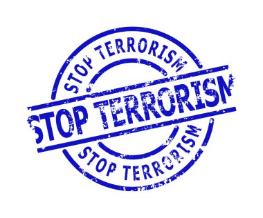 DUR TERRORISM Mavi Yuvarlak Lastik Damga