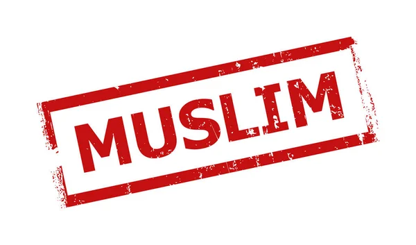 MUSLIM Red Rectángulo marco sello impuro — Vector de stock