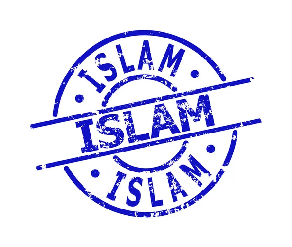 Синяя круглая гранжевая марка ISLAM — стоковый вектор