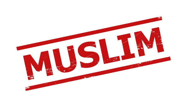 Badge rosso sporco MUSLIM con linee — Vettoriale Stock