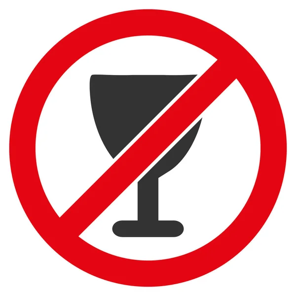 Símbolo de icono plano de copa de vino prohibido — Vector de stock