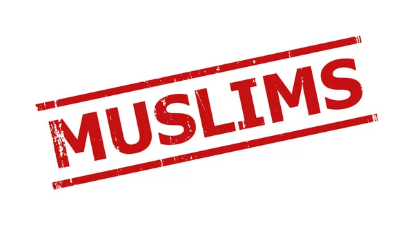 MUSLIMS Grunge rouge timbre avec lignes — Image vectorielle