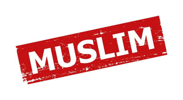 Distintivo corrolado retângulo vermelho de MUSLIM —  Vetores de Stock