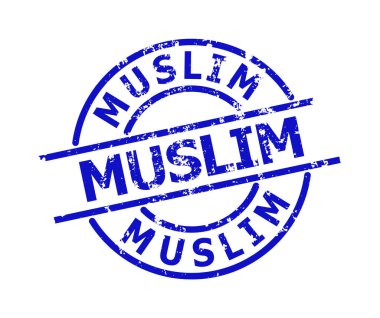 MÜZLİM Mavi Yuvarlak Grunge Damgası