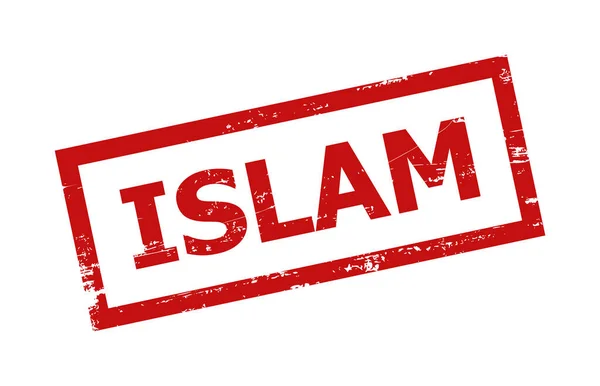 ISLAM红色矩形框架刮破的印章 — 图库矢量图片