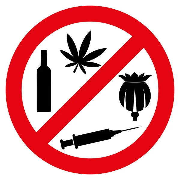 Заборонити наркотики плоска іконка ілюстрація — стоковий вектор