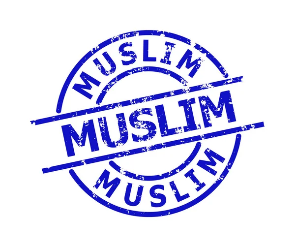 MÜZLİM Mavi Yuvarlak Grunge Damgası