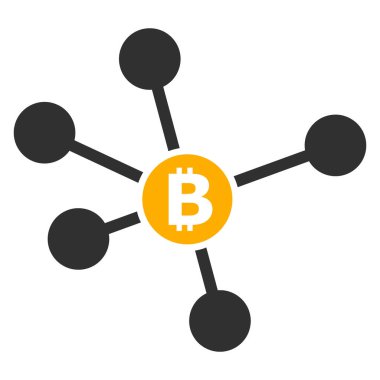 Bitcoin Bağlantıları Düz Simge İllüstrasyonu